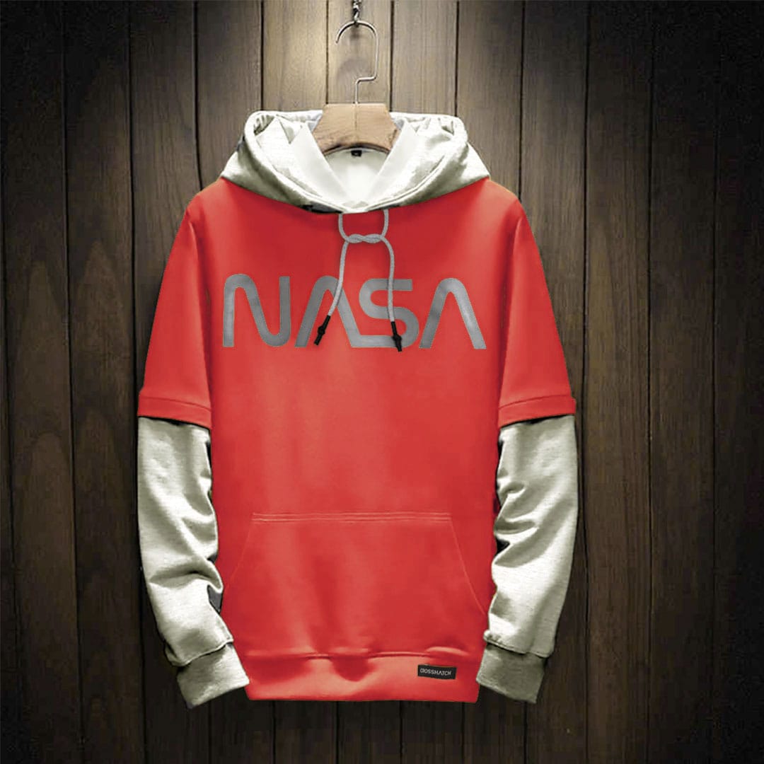 Nasa Contrast Printed Logo Hoodie