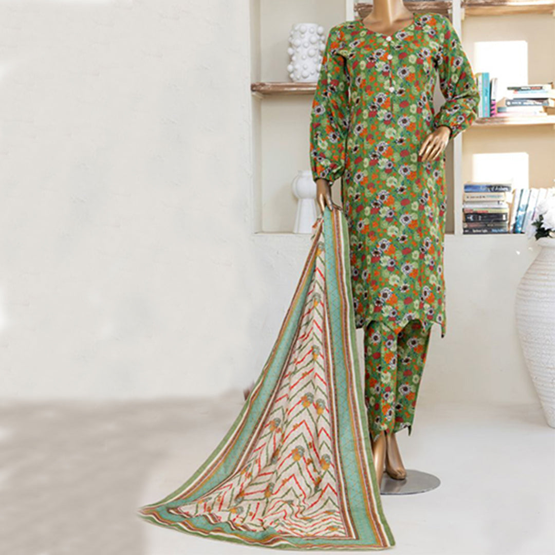 3pc Printed Unstitched Premium Khaddar Ladies Suit 012-C