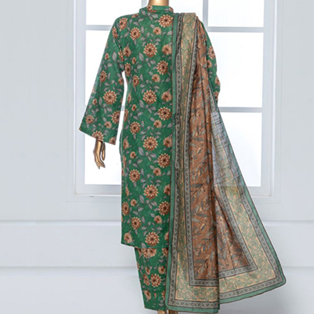 3pc Printed Unstitched Premium Khaddar Ladies Suit 013-C