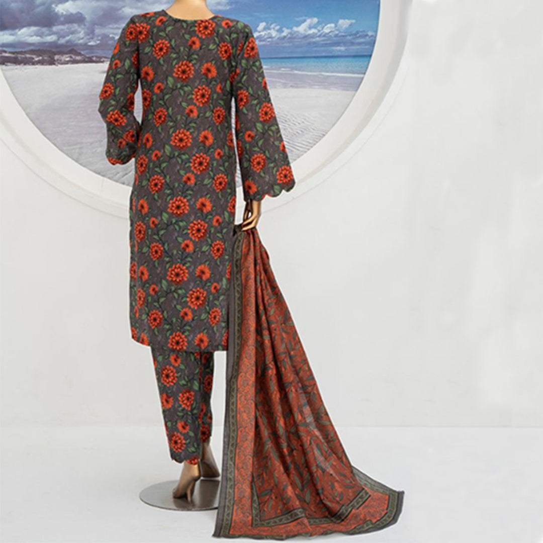 3pc Printed Unstitched Premium Khaddar Ladies Suit 016-A