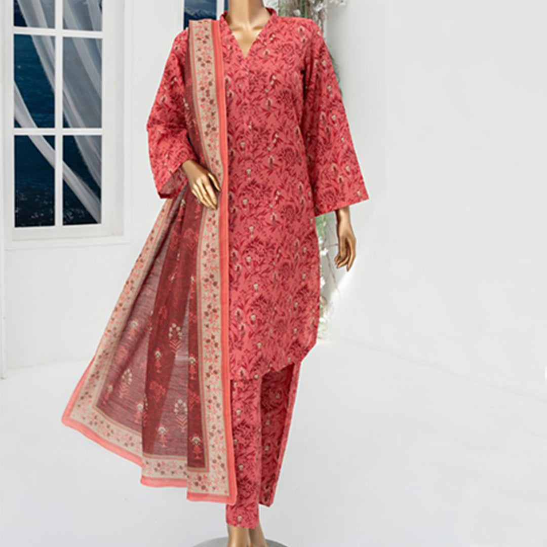 3pc Printed Unstitched Premium Khaddar Ladies Suit 017-A