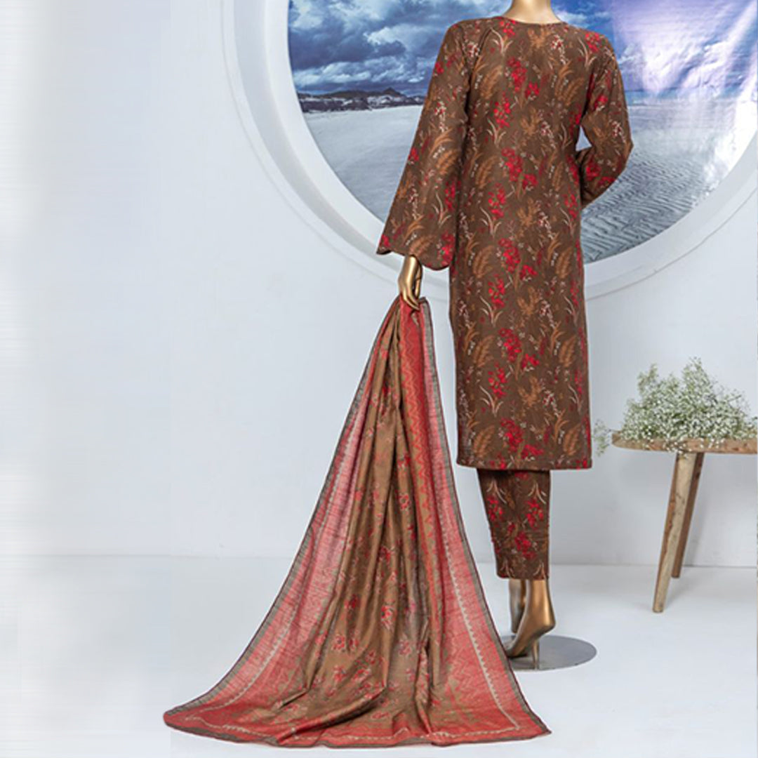 3pc Printed Unstitched Premium Khaddar Ladies Suit 018-A