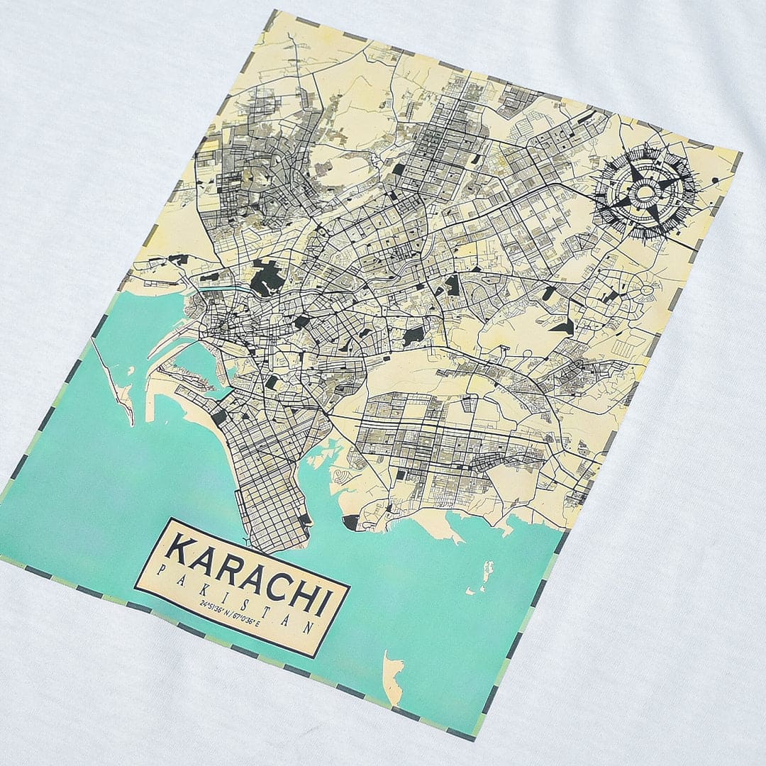 Jupiter Karachi Map Cotton Graphic Tee For Men