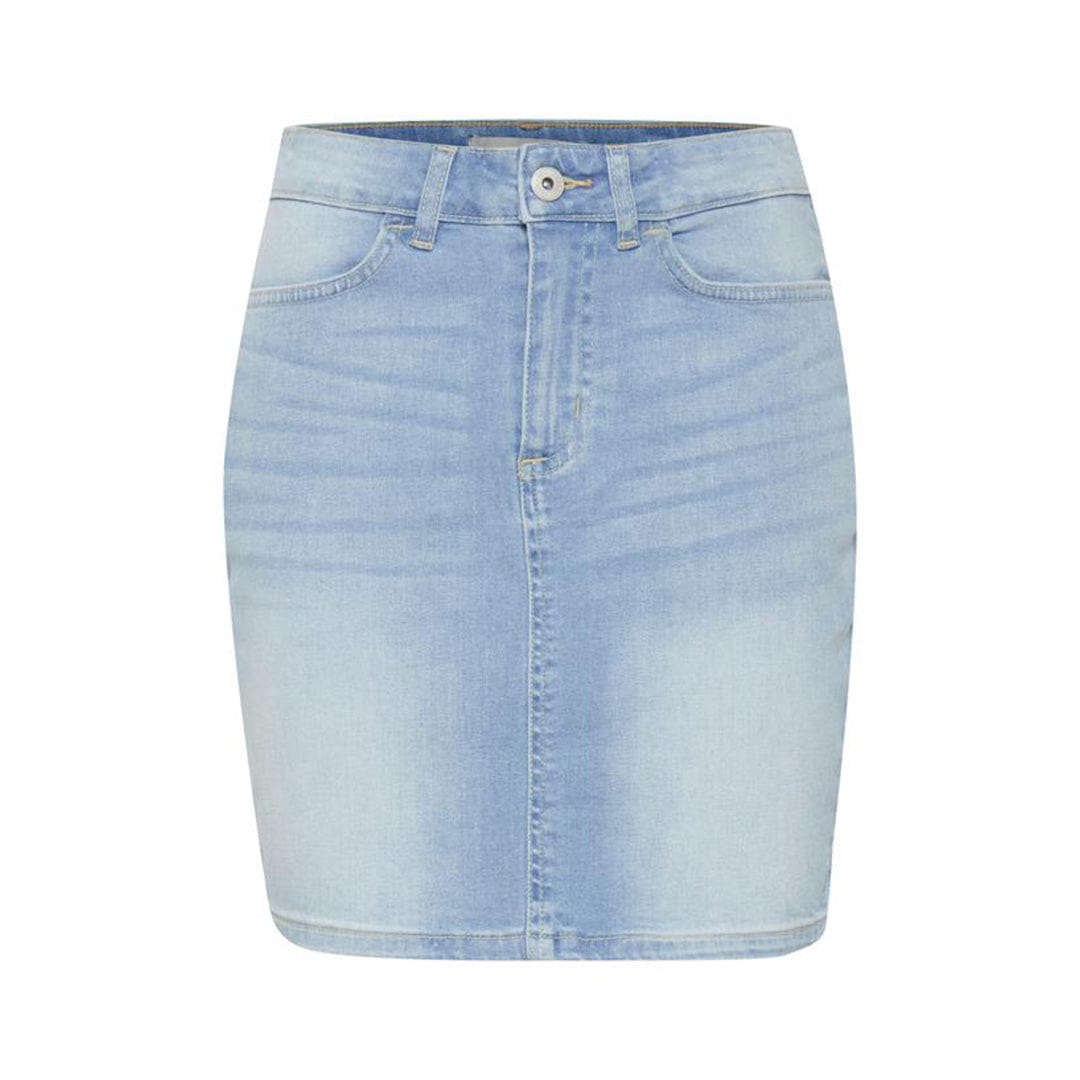 Mid length Bleached Light Blue Denim Skirt (W30-W38)