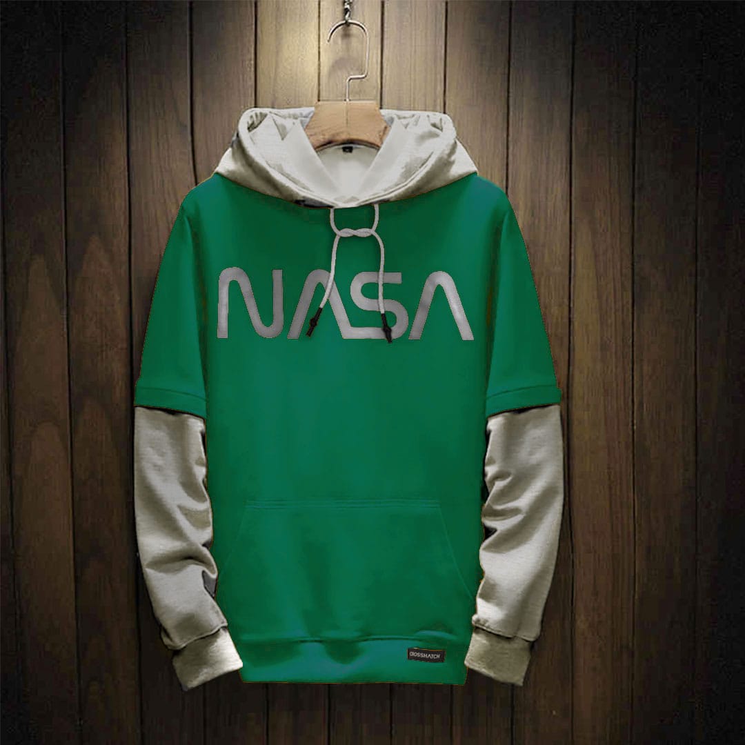 Nasa Contrast Printed Logo Hoodie