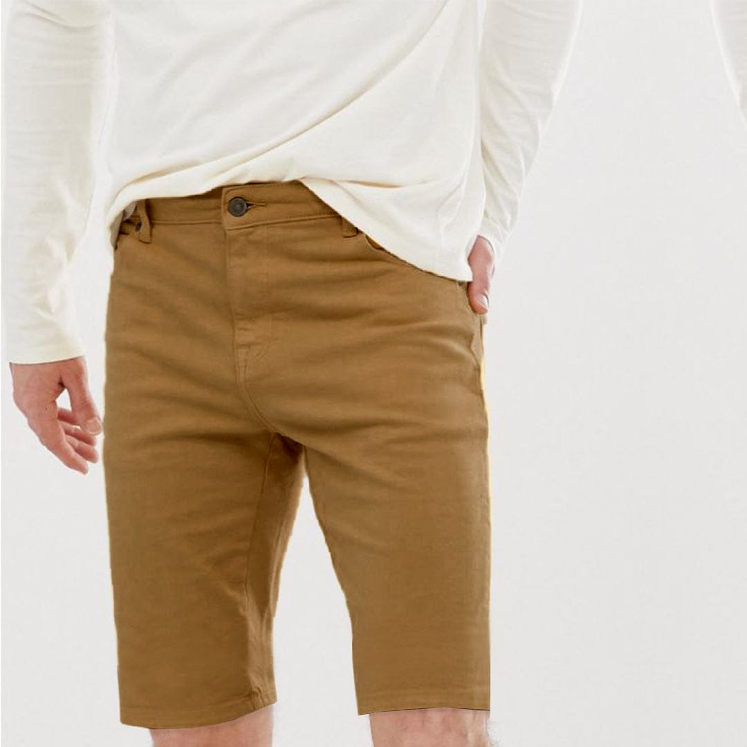 Dark Brown Normal Rise Slim Shorts