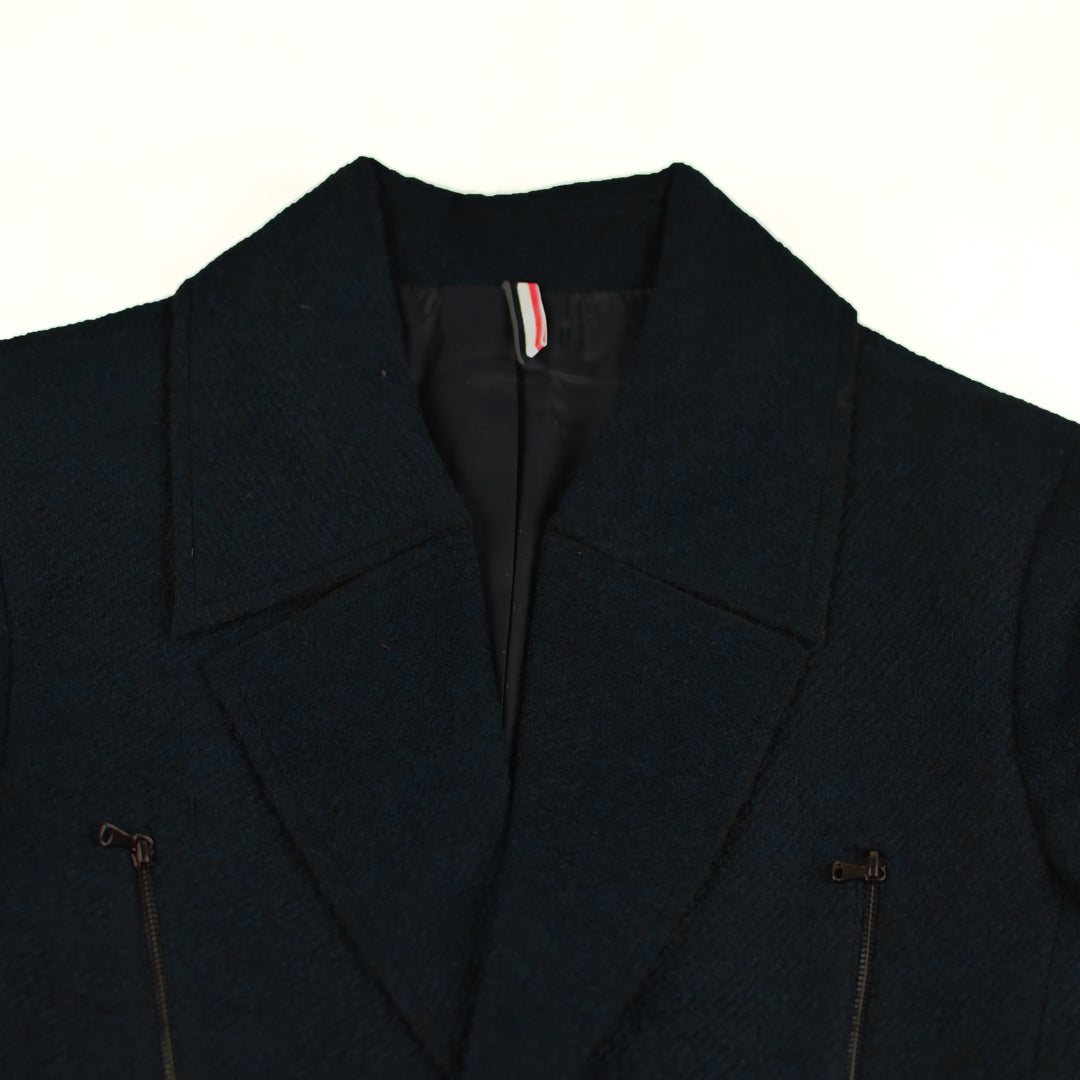 Imported Side Zips Navy Blue Coat For Men