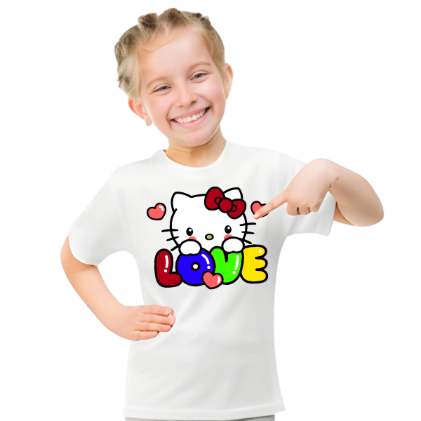 Kitty Love T Shirt For Kids