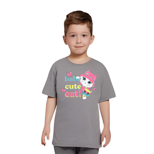 Baby Cat Printed T Shirt For Kids