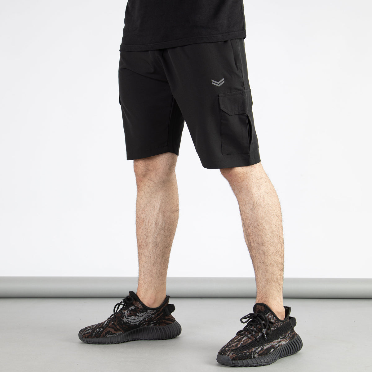 Black Premium Micro Stretch Cargo Shorts