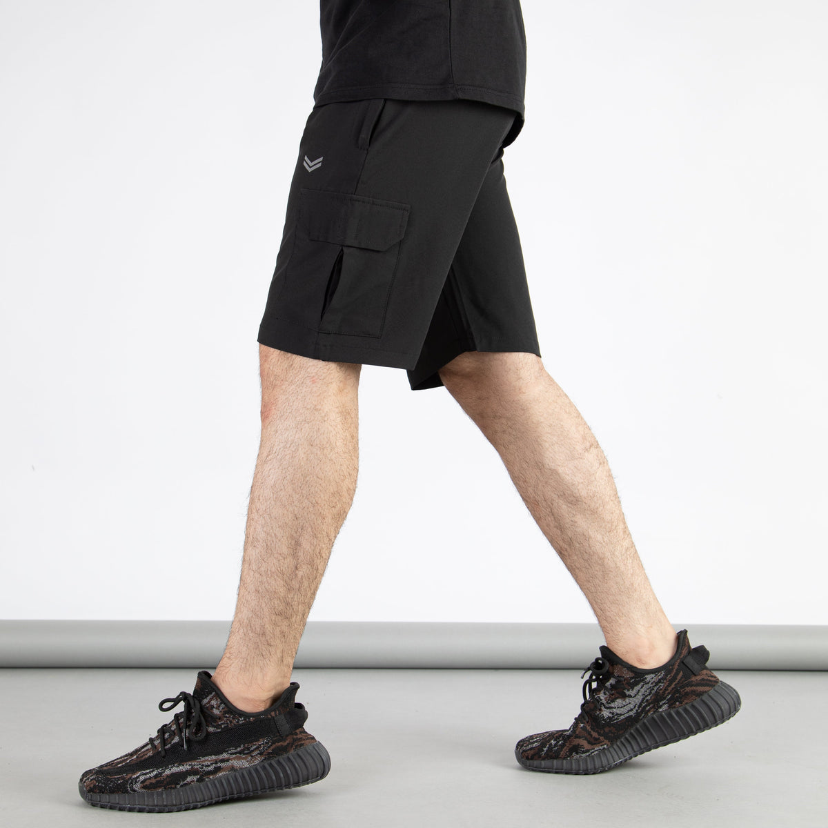 Black Premium Micro Stretch Cargo Shorts