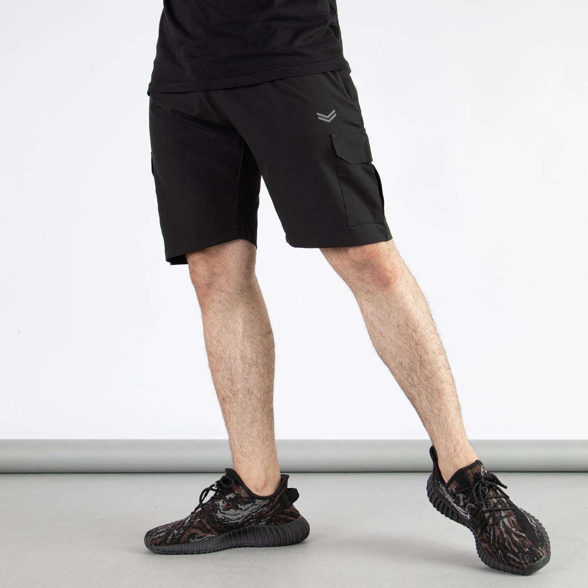 Black Premium Micro Stretch Cargo Shorts