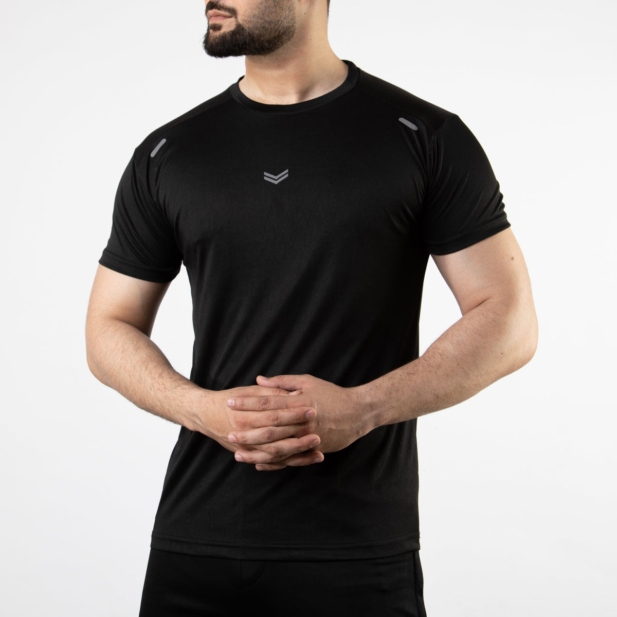 Black Quick Dry T-Shirt with Small Front Reflectors