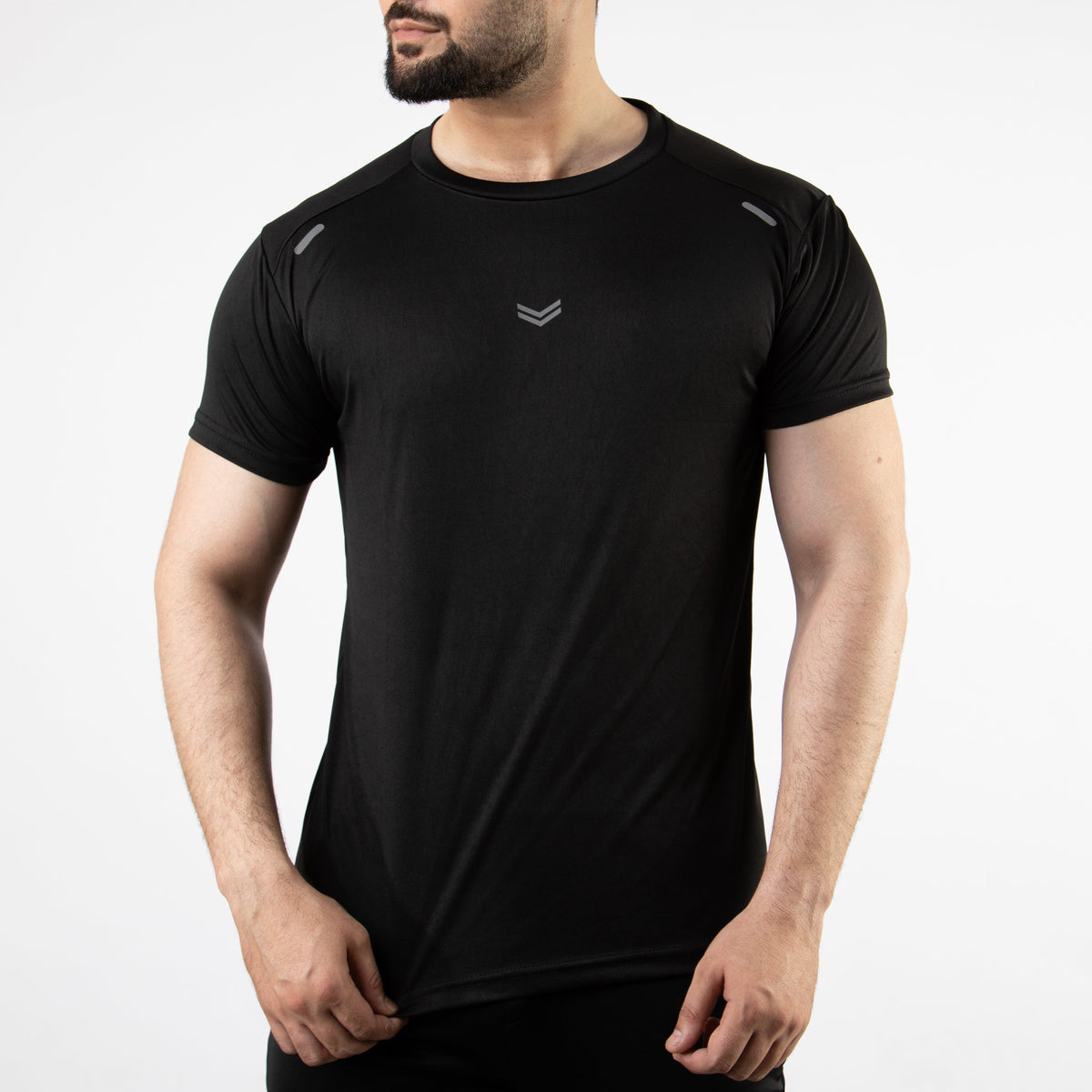 Black Quick Dry T-Shirt with Small Front Reflectors