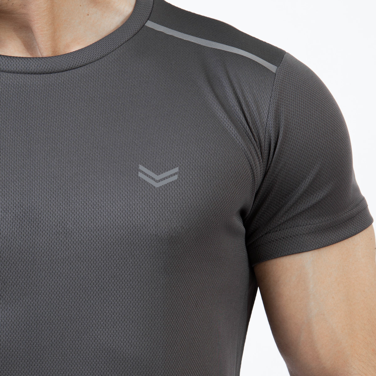 Gray Mesh Quick Dry T-Shirt with Shoulder Reflectors