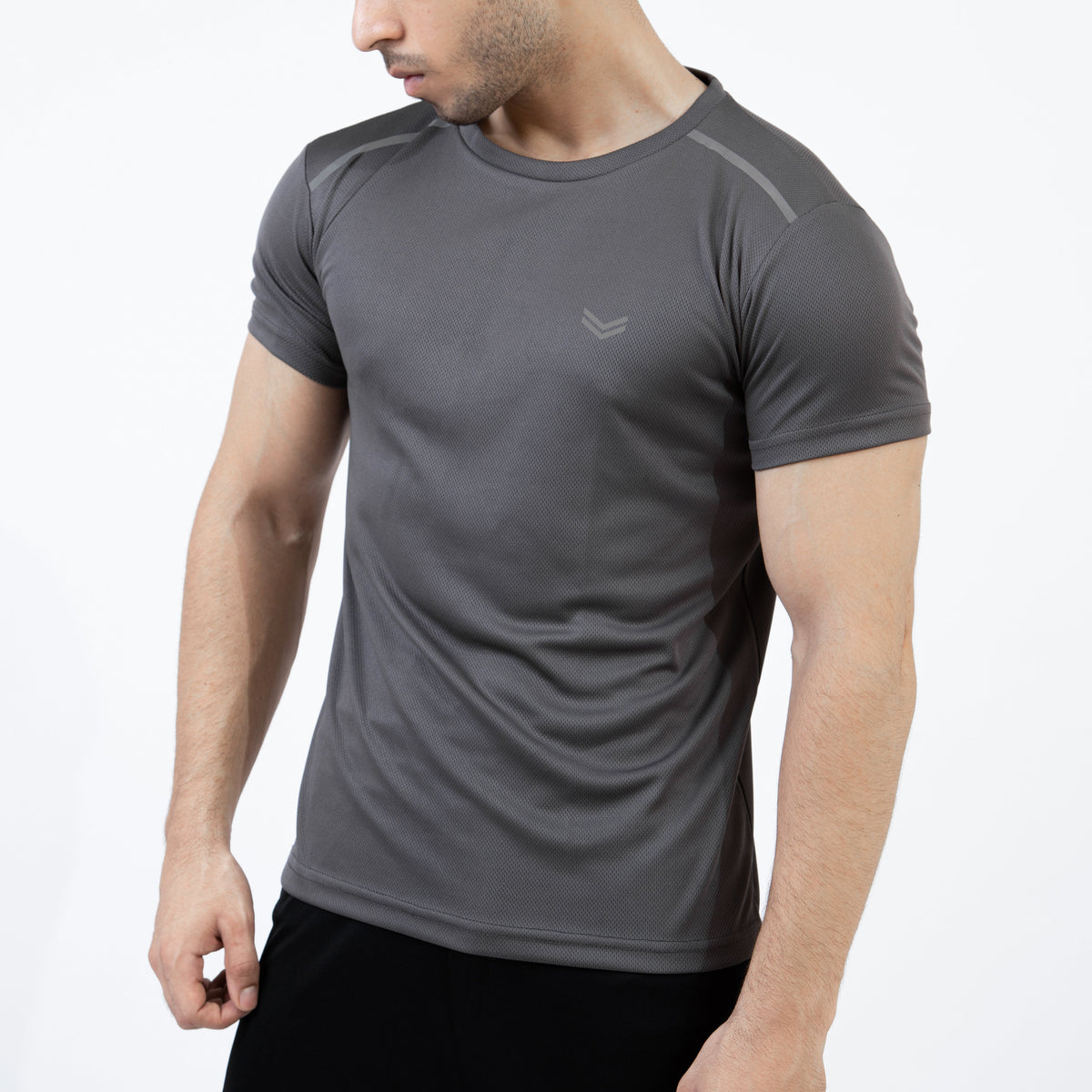 Gray Mesh Quick Dry T-Shirt with Shoulder Reflectors