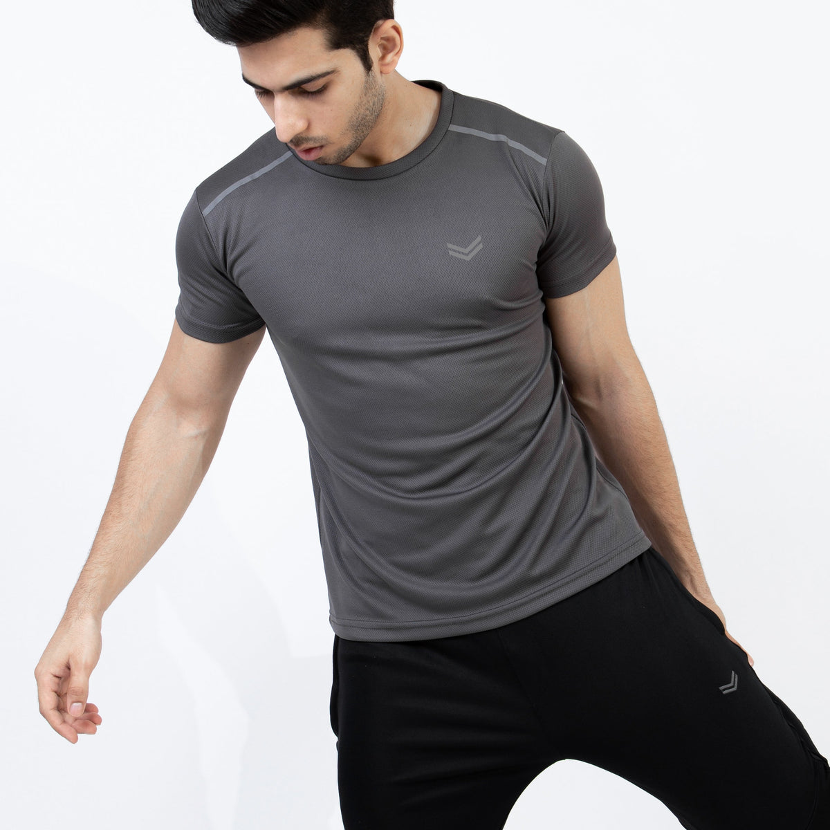 Gray Mesh Quick Dry T-Shirt with Shoulder Reflectors