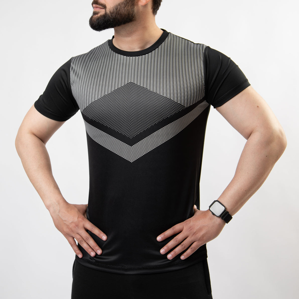 Black Sublimated Quick Dry T-Shirt with Tribal Patterns