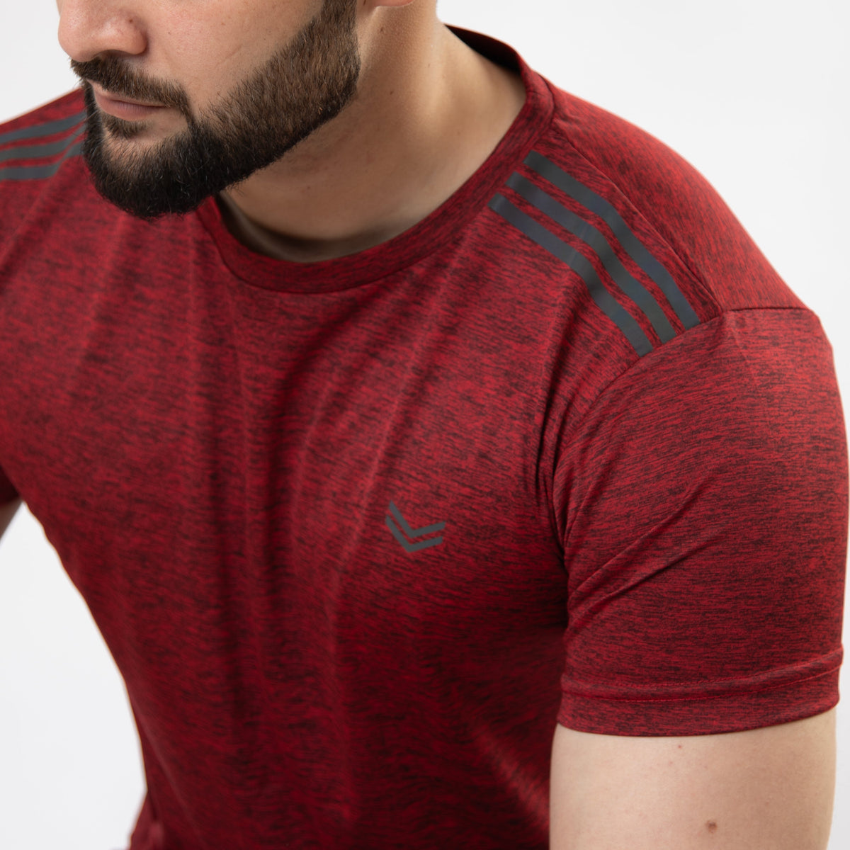 Maroon Melange Quick Dry T-Shirt with Carbon Reflective Details