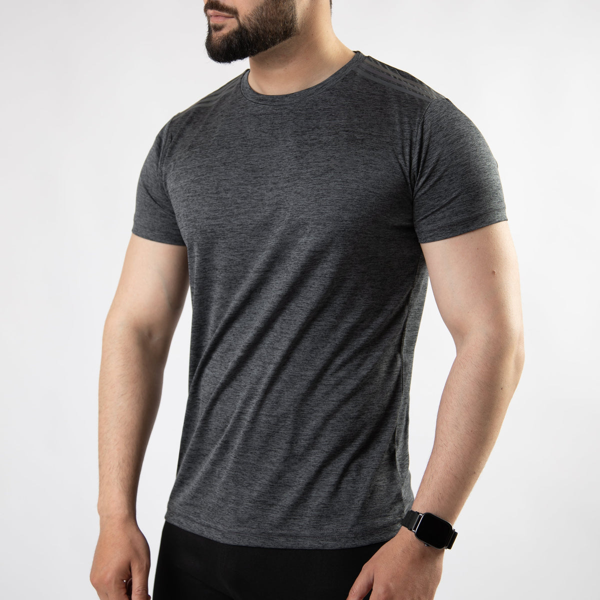 Gray Melange Quick Dry T-Shirt with Carbon Reflective Details