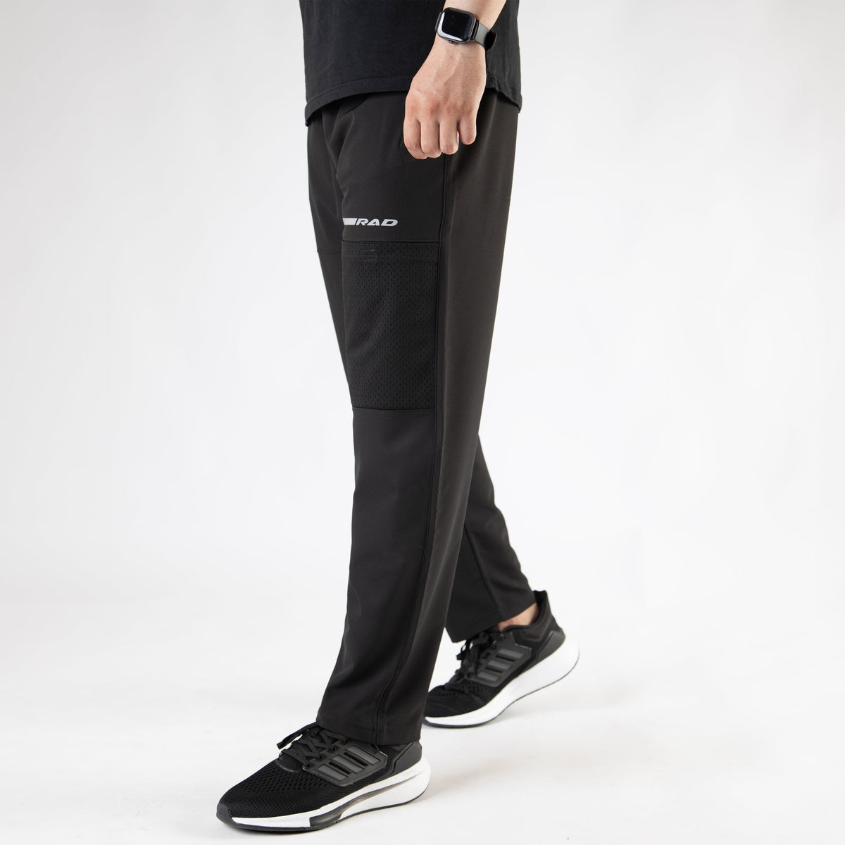 Black Loose Fit Micro Lycra Terry Bottoms with Mesh Mobile Pocket