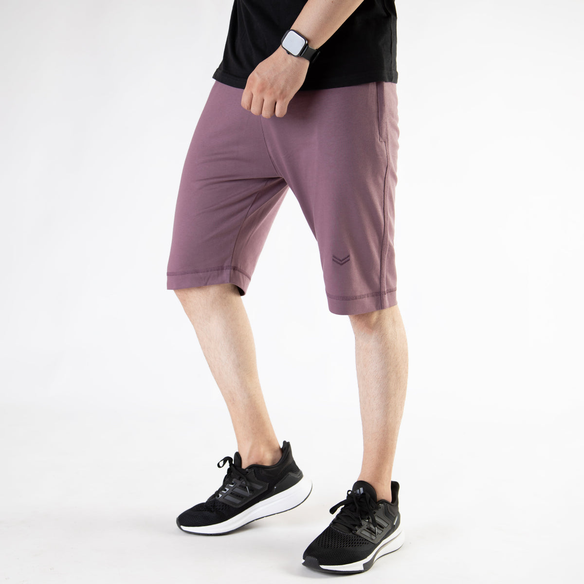 Light Purple Cotton Shorts with Contrast Detailing