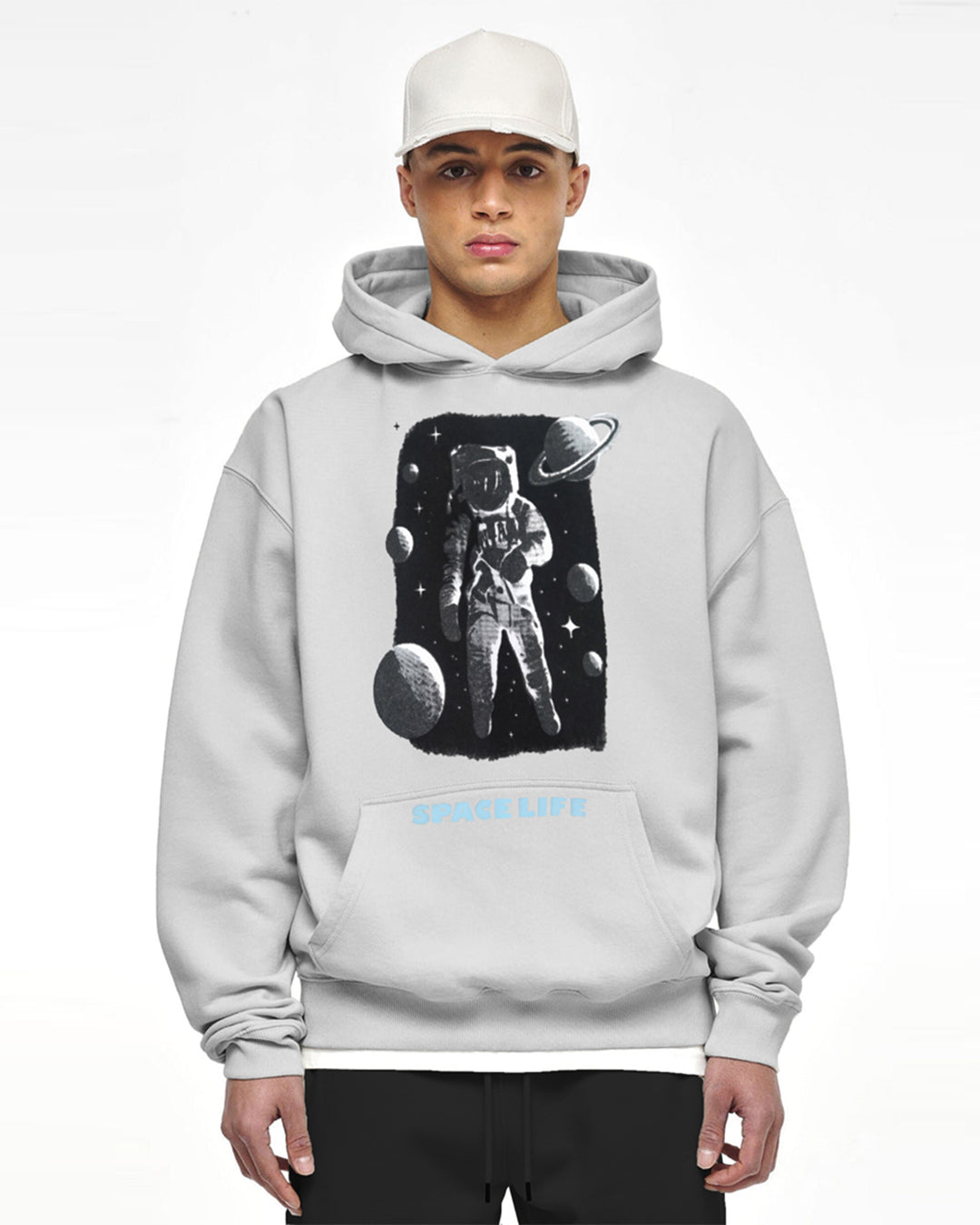 Jupiter Heavy Gsm Space Life  Puff Printed Oversized Hoodie