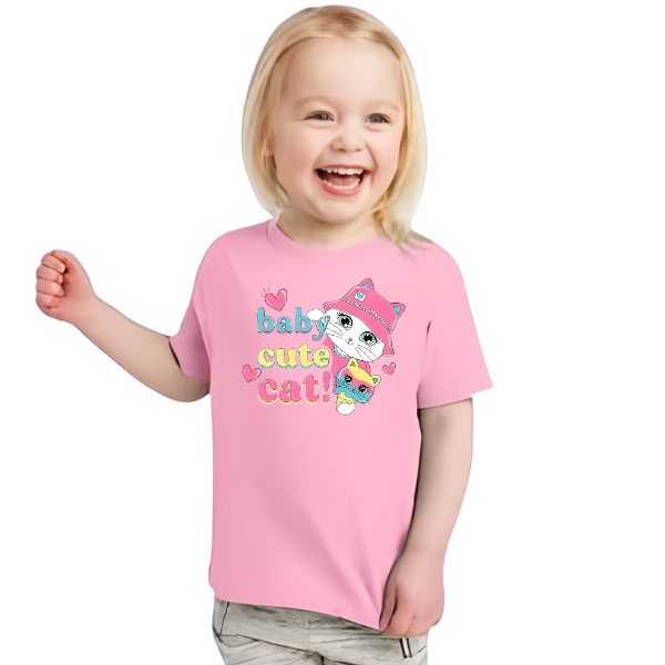 Baby Cat Printed T Shirt For Kids