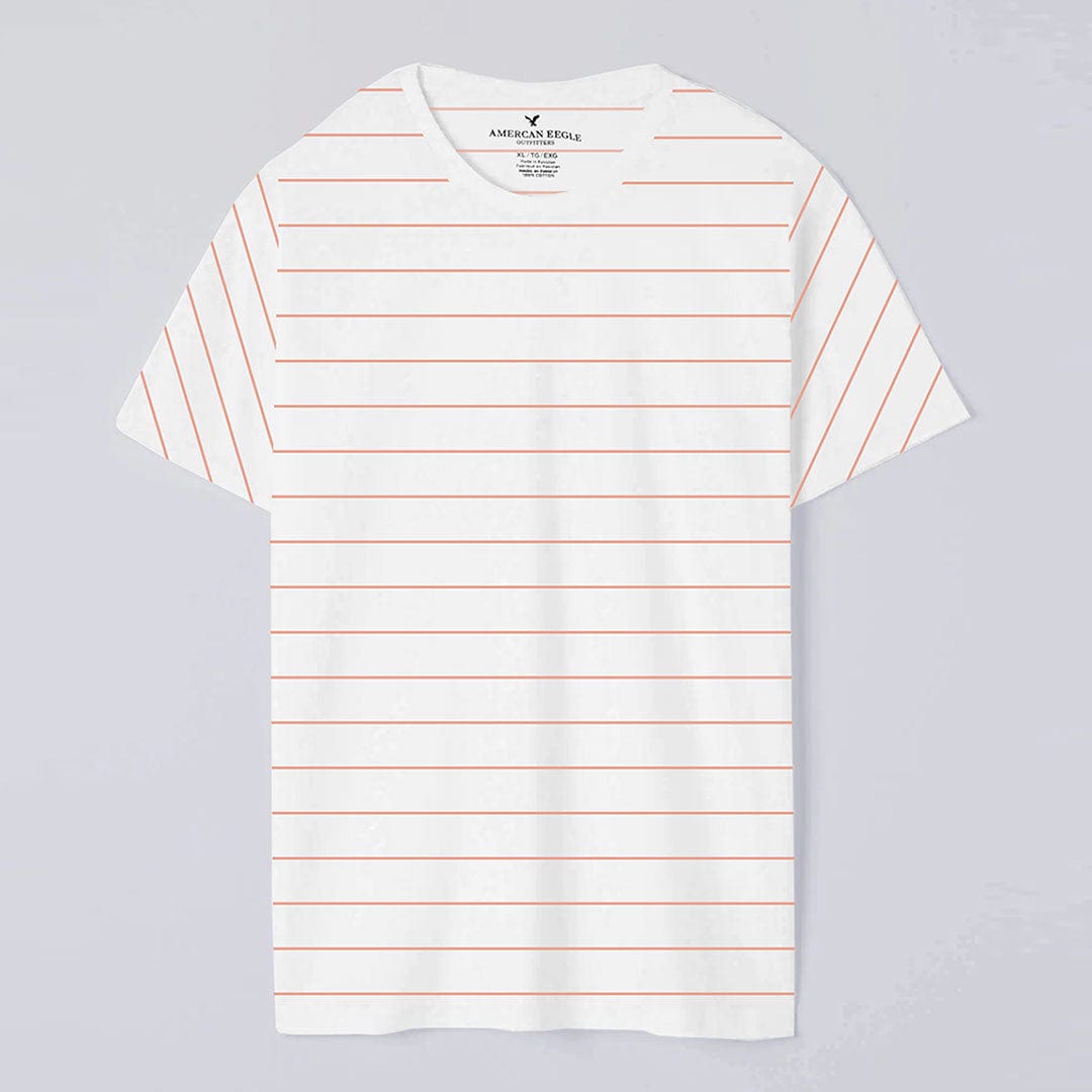 Yarn Dyed White Horizontal Striped Tee