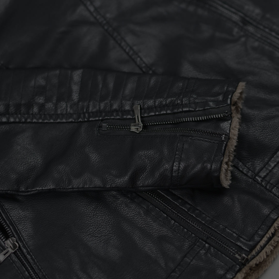 Imported Alpha Cross Zip Premiere Black Leather Jacket