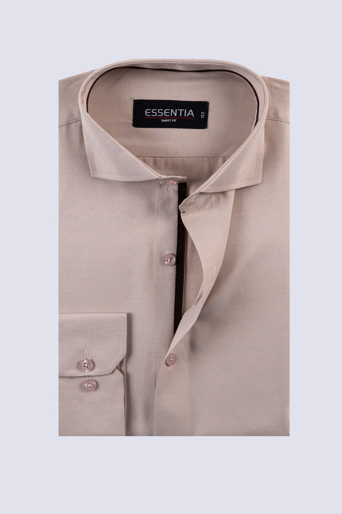 Beige Self Men&#39;s Dress Shirt