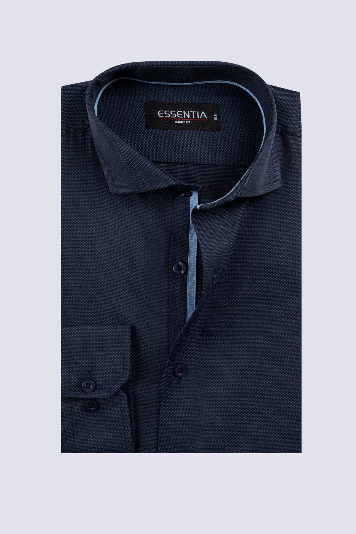 Navy Blue Textured Men&#39;s Dress Shirt