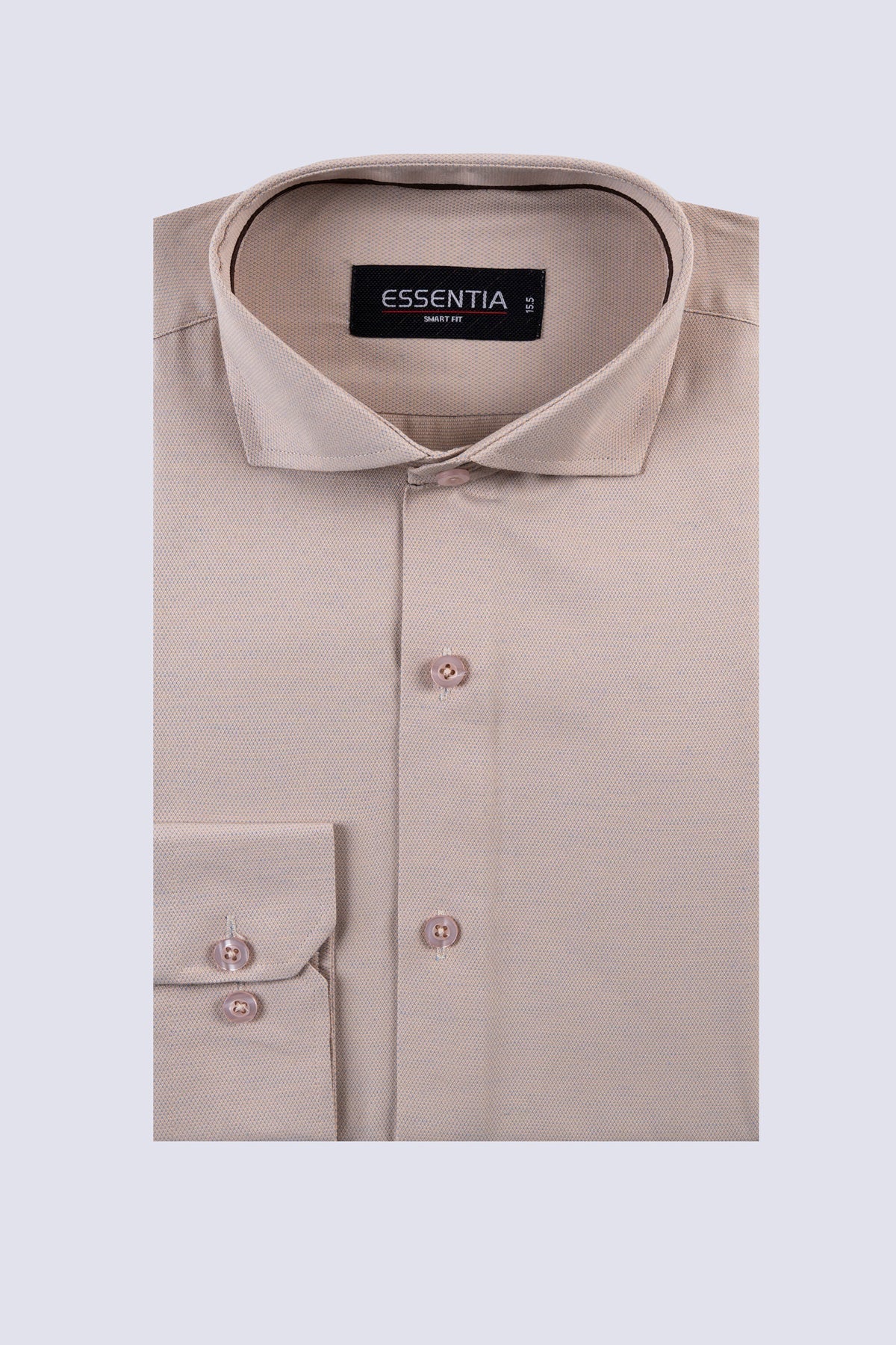 Beige Self Men&#39;s Dress Shirt