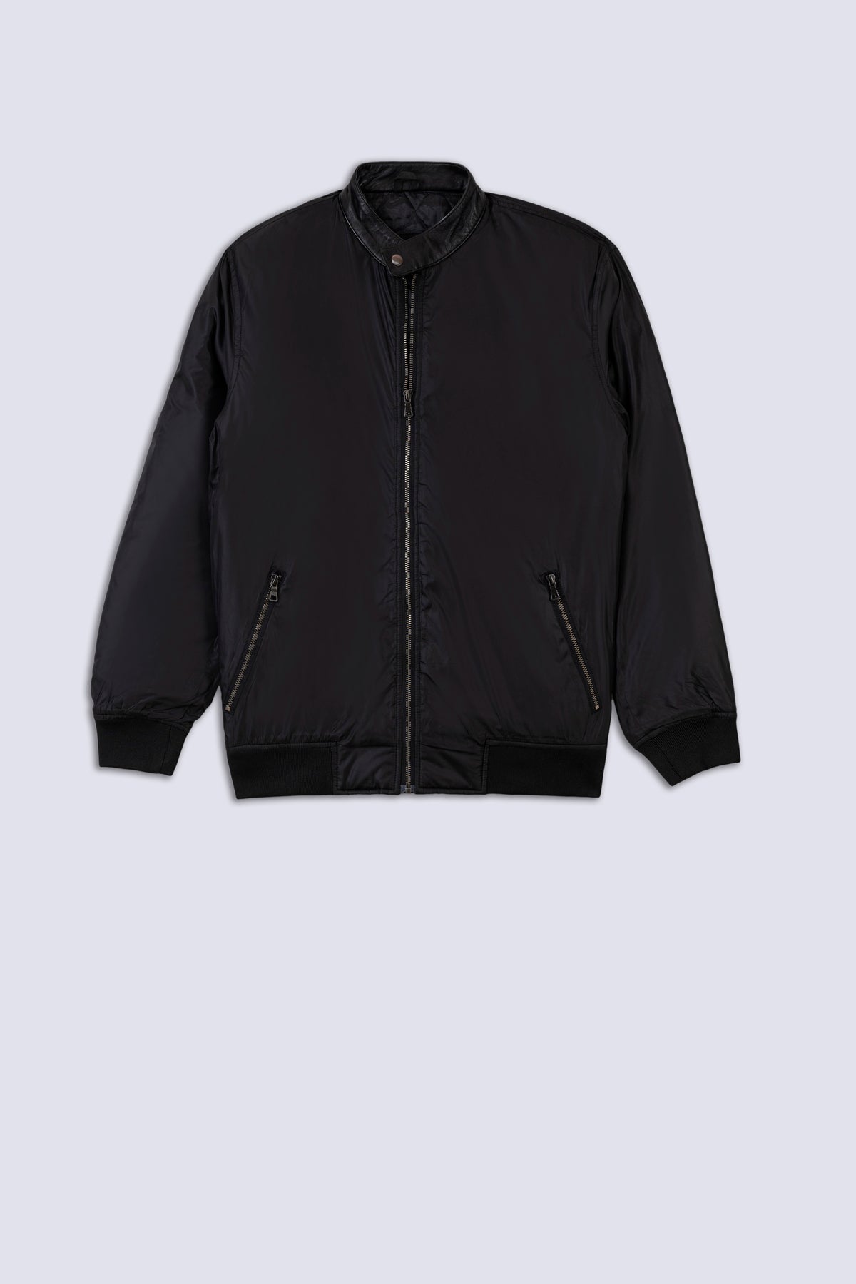 Black Micro Fabric Men&#39;s Jacket.