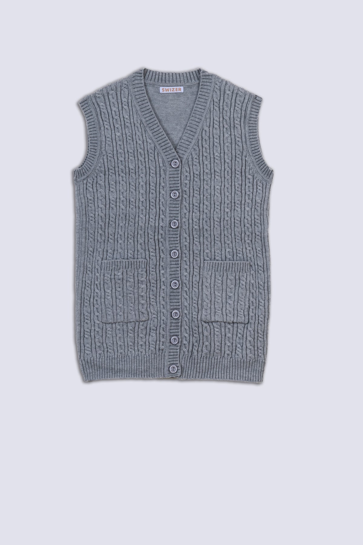 Grey V-Neck Ladies Sweater