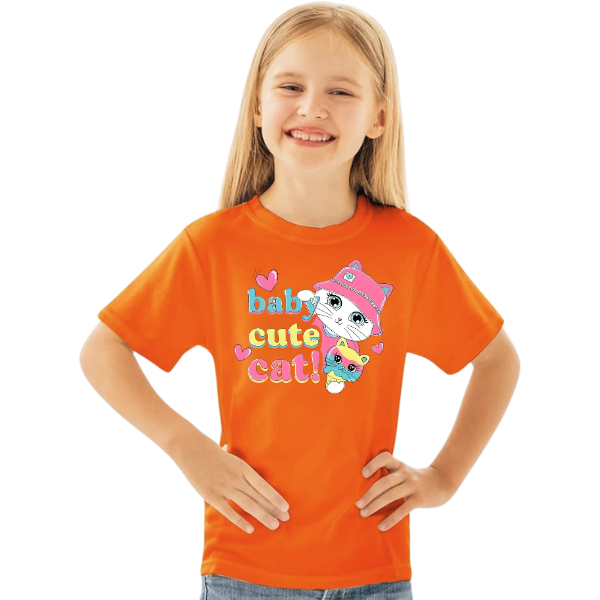 Baby Cat Printed T Shirt For Kids