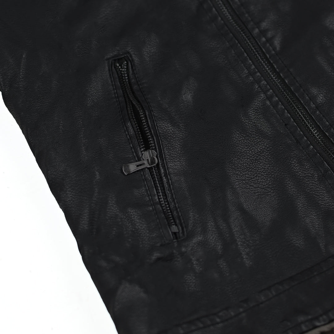 Imported Alpha Cross Zip Premiere Black Leather Jacket