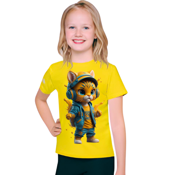 Cool Cat Printed T Shirt For Kids