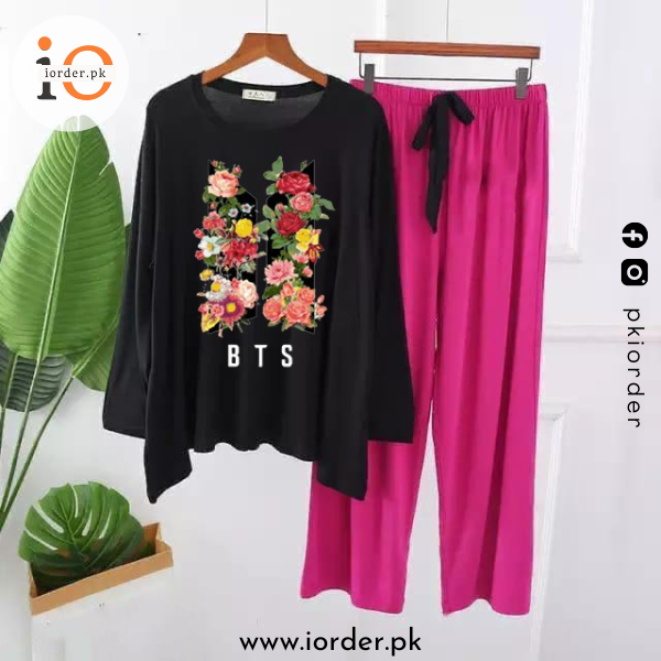 Black Flowered and BTS Printed Loungewear