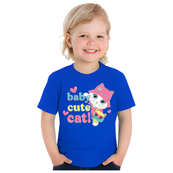 Baby Cat Printed T Shirt For Kids