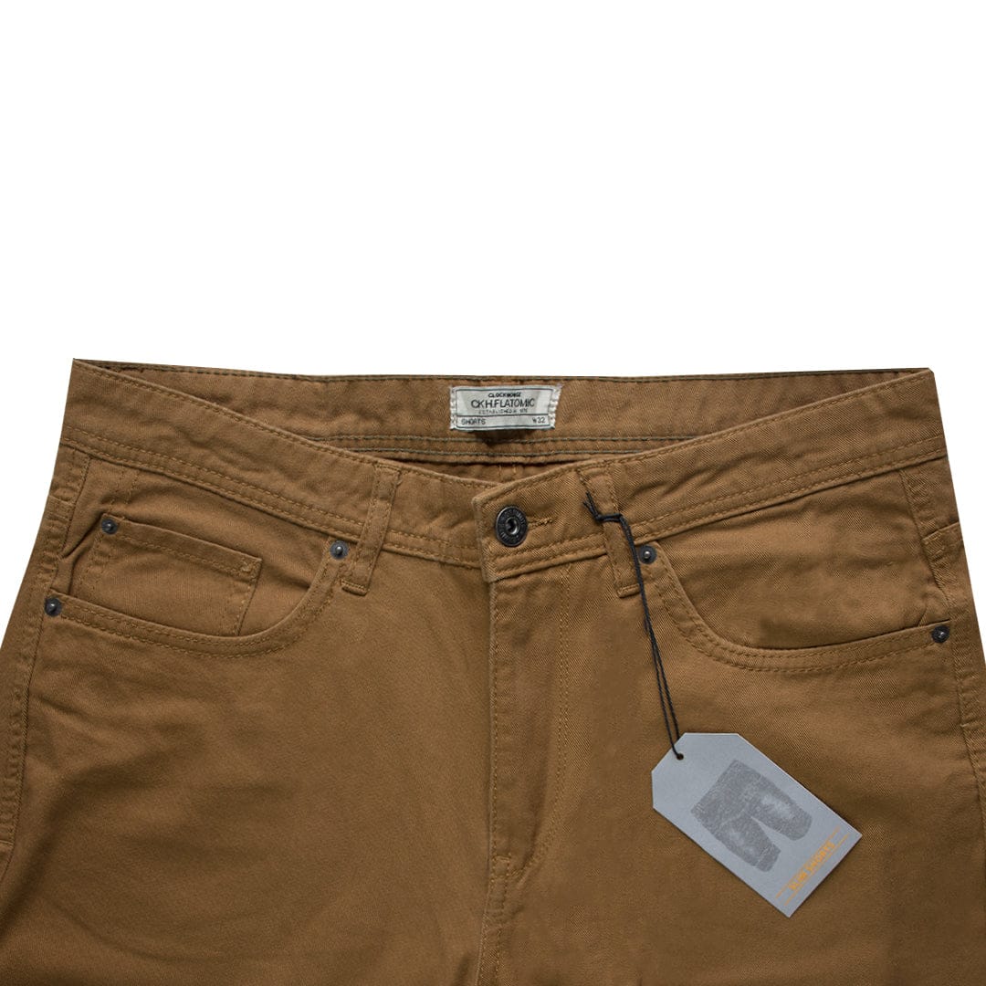 Dark Brown Normal Rise Slim Shorts