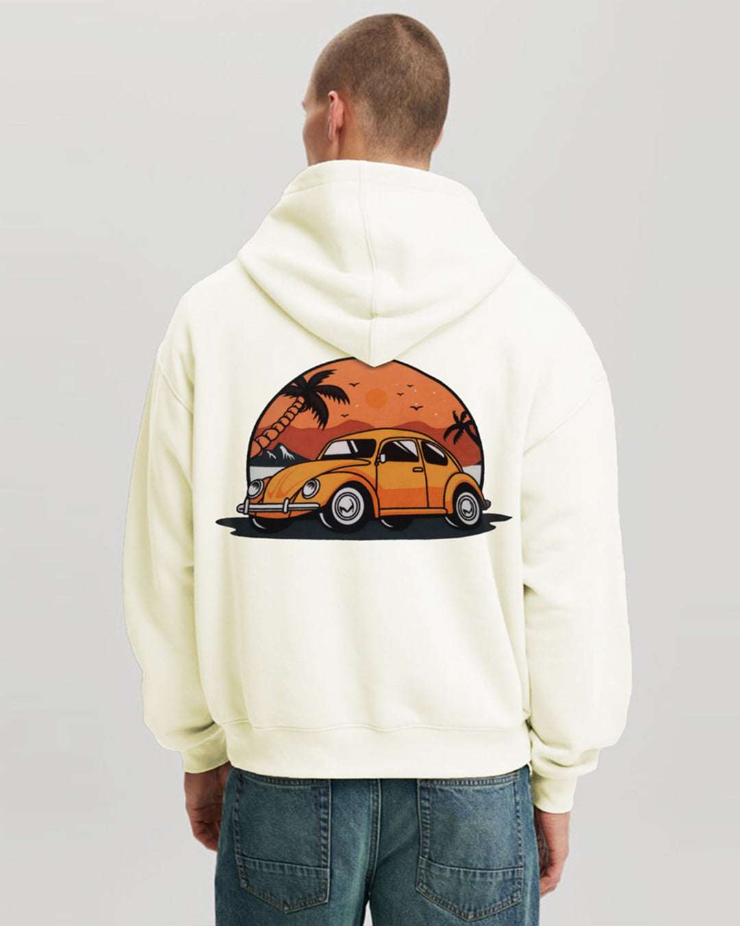 Jupiter Heavy Gsm Miami Puff Printed Off White Hoodie