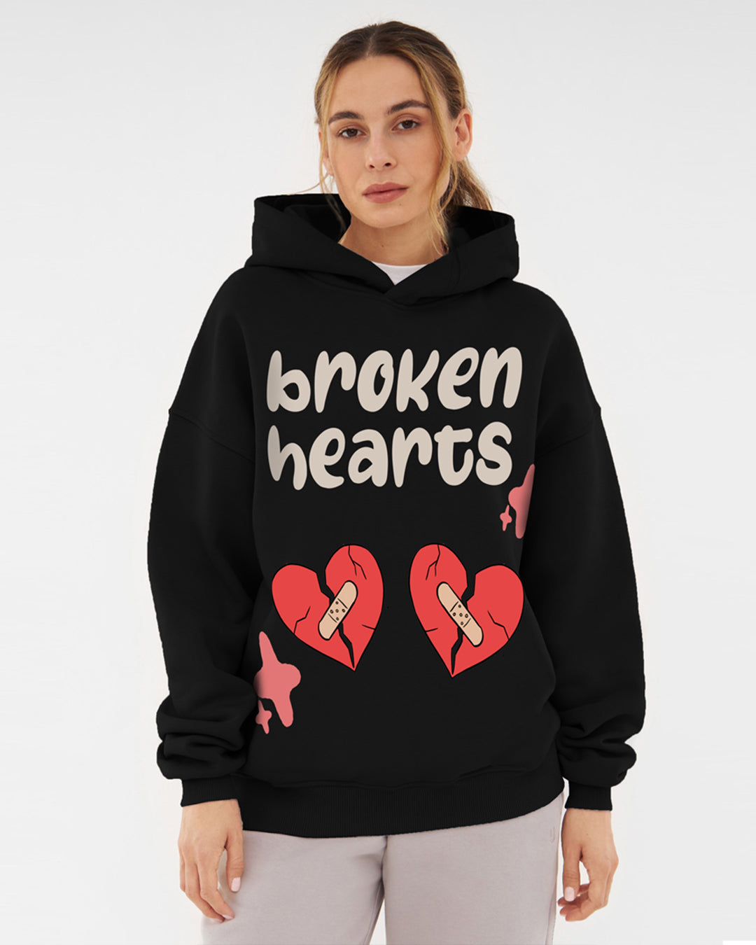 Jupiter Hotep Oversized Broken Heart’S Printed Hoodie