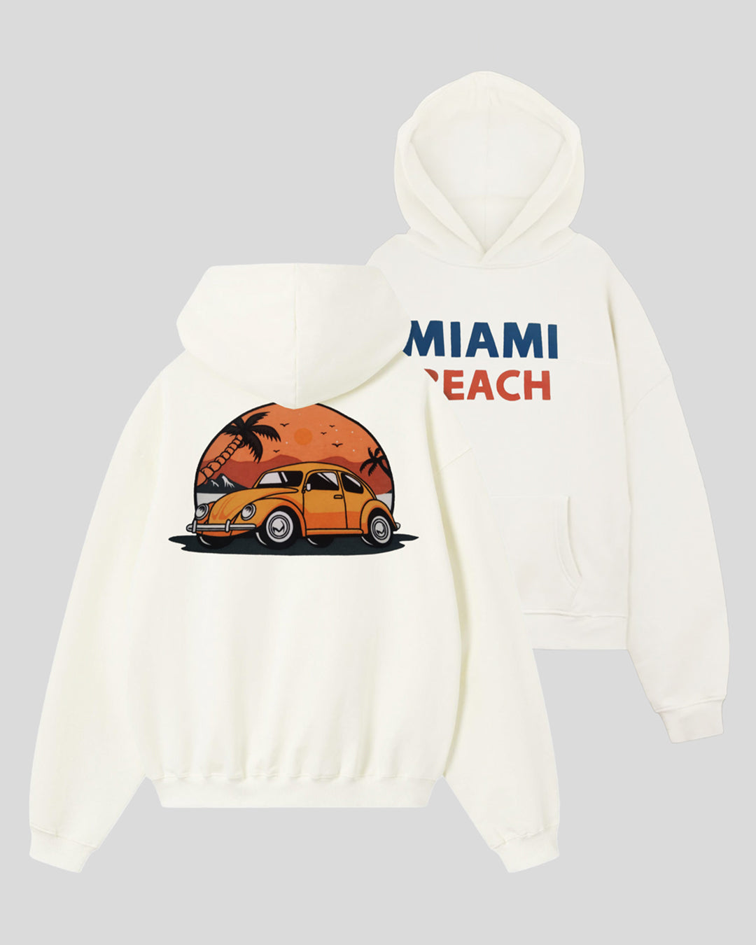 Jupiter Heavy Gsm Miami Puff Printed Off White Hoodie