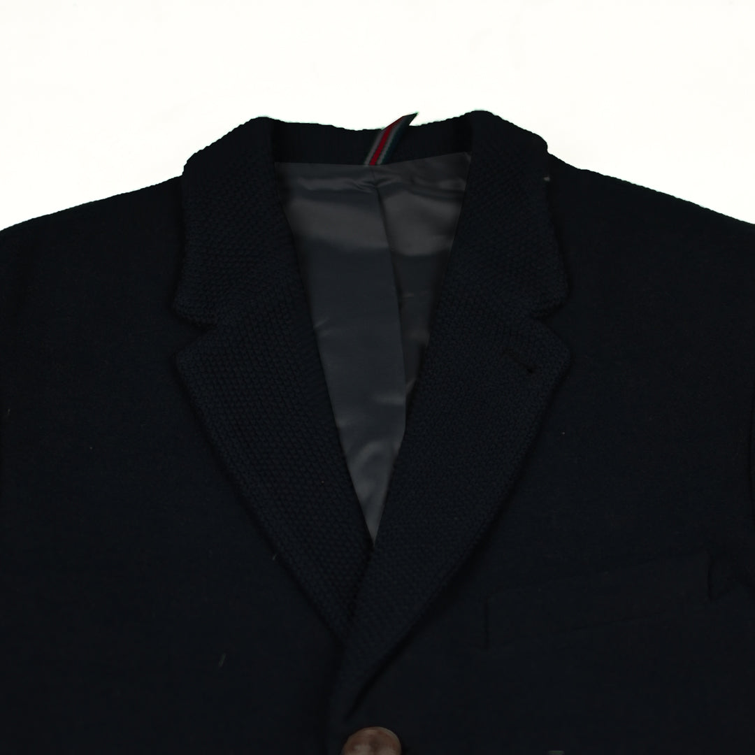 Imported Textured Collar Woolen Business Long Coat For Men