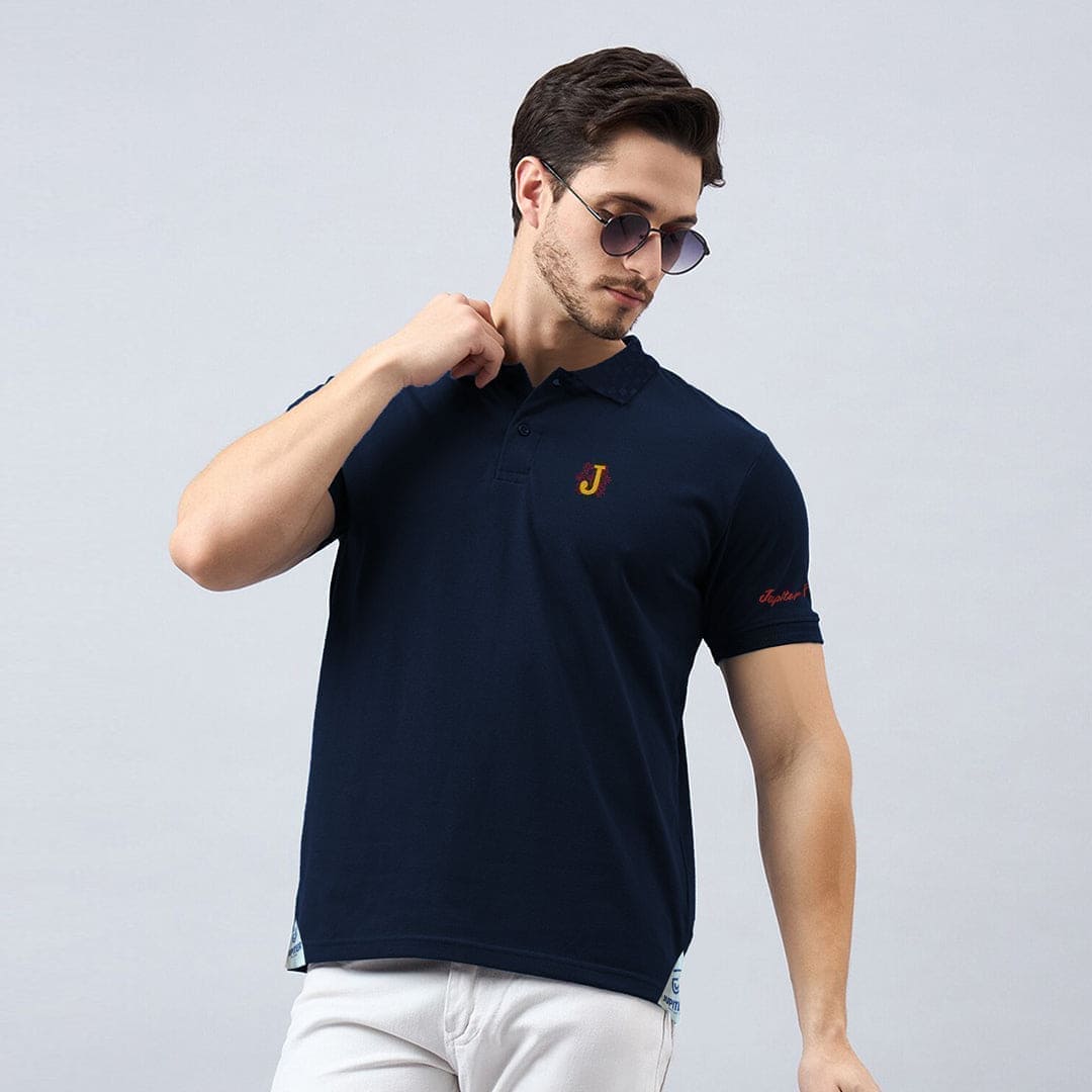 Jupiter Textured Collar Classic Embroidered Viscosen Soft Cotton Polo For Men (Minor Fault)