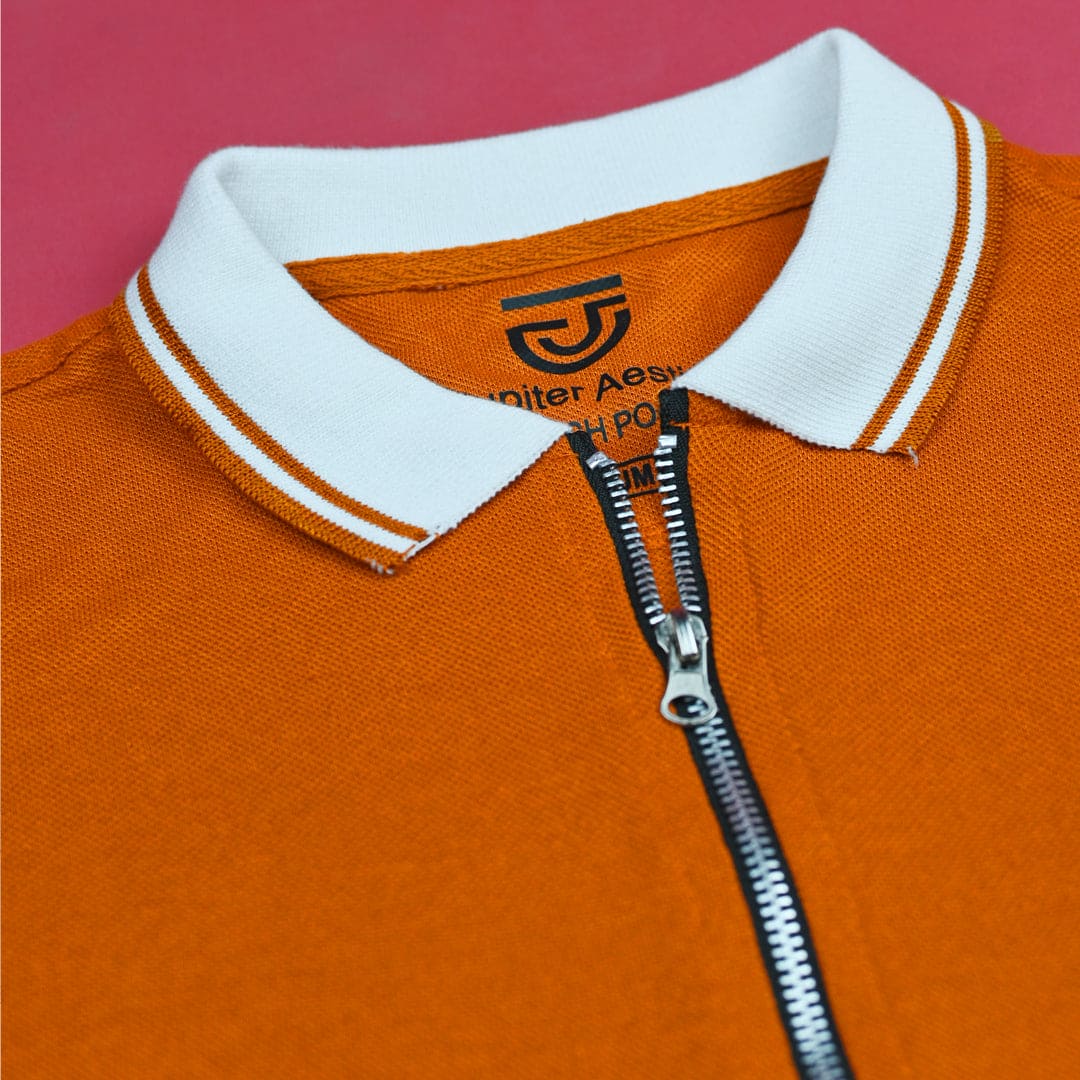 Jupiter Aestival Zip Neck Embroidered Logo Viscosen Soft Cotton Polo For Men