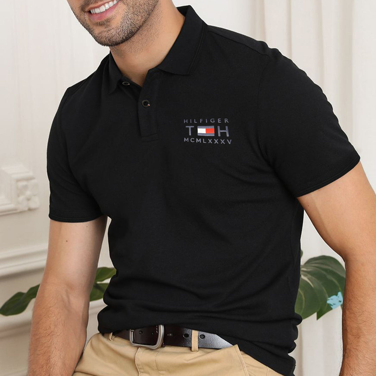 Cossic Premium Logo Viscose Soft Black Cotton Polo For Men (Minor Fault)