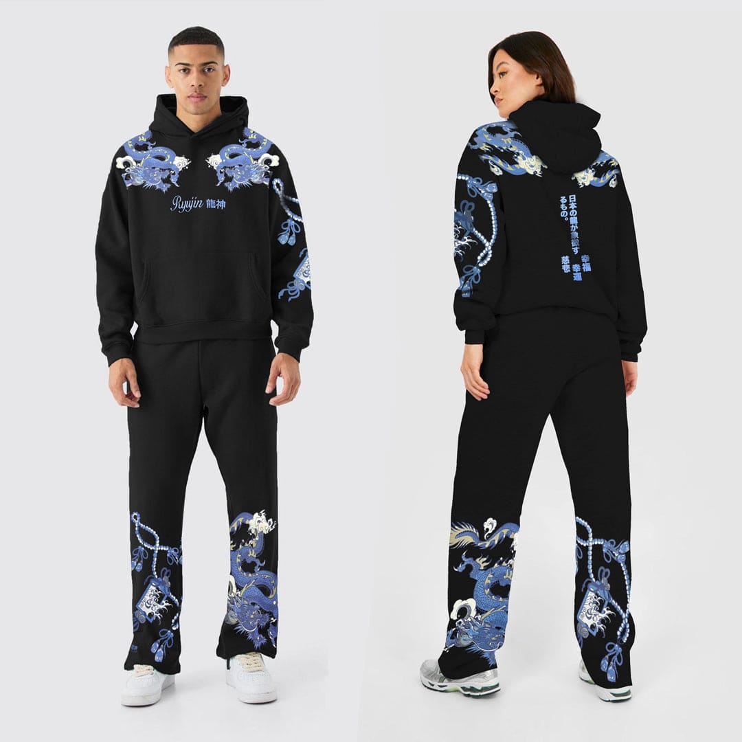 Jupiter Oversized Ember Dragon X Ryujin Vougue Fleece Trackpair For Unisex