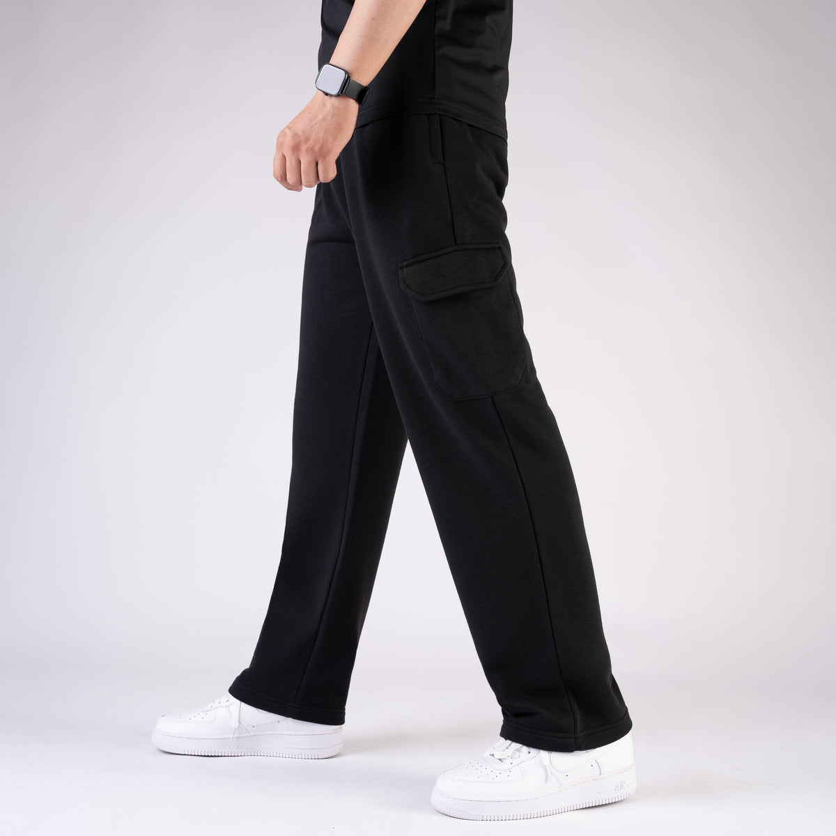 Black Wide Leg Cargo Trouser